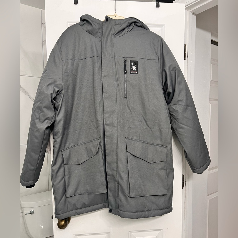 Spyder Men’s Gray Insulated Hooded Winter Jacket